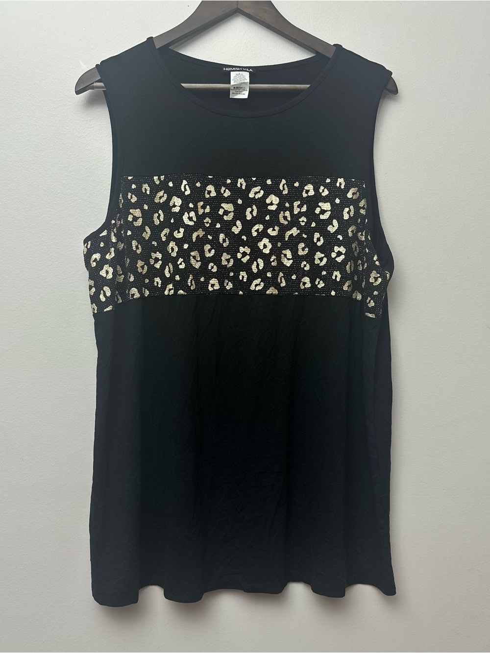 Heimish USA Black Tank Top with Gold Pattern 2XL